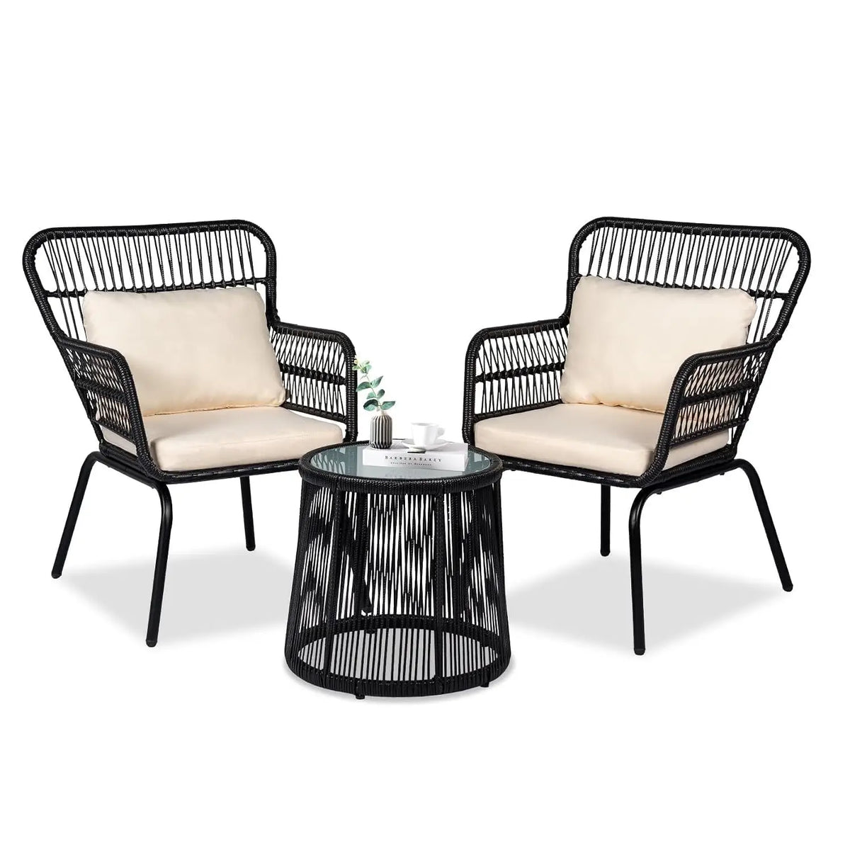 Modern Outdoor Wicker Rattan Patio Bistro Conversation Furniture Set