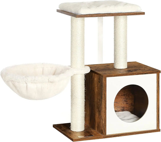 Small Cat Tree for Kittens, Modern Cat Tower for Indoor Cats, Cat Condo with Scratching Posts, Removable Washable Cushions