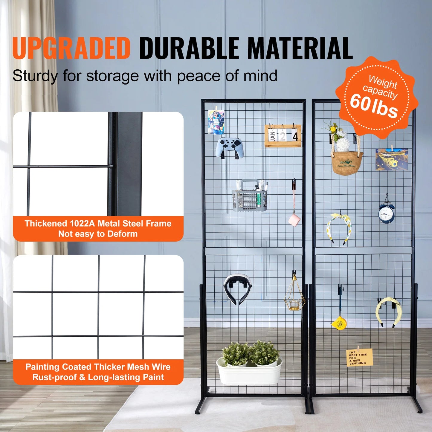 SucceBuy Grid Wall Panels Display Racks With Hooks For Retail