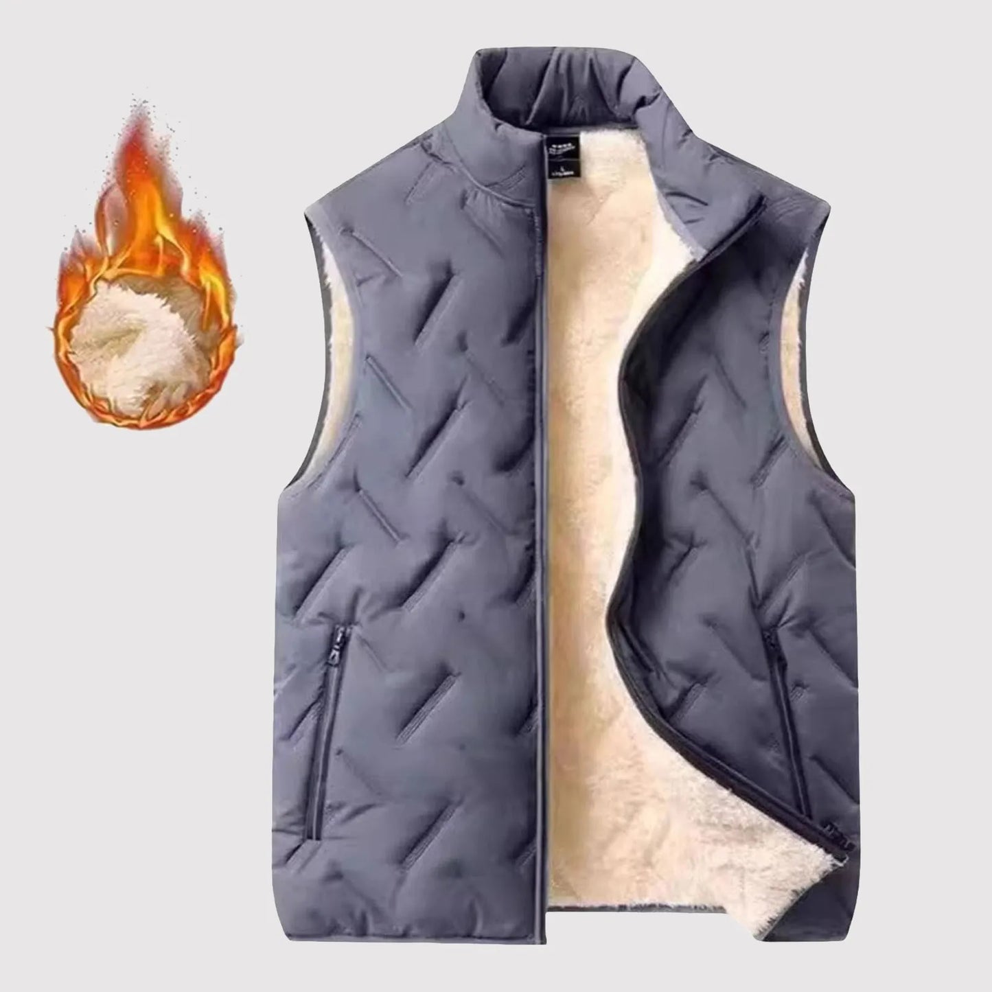 ISHOWTIENDA Women Fuzzy Fleece Sleeveless Vest Stand Collar