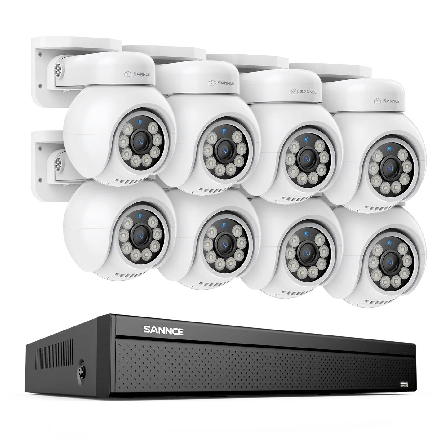 SANNCE 4K UHD 8MP POE Security Camera System 16CH NVR color Night Vision Camera ONVIF,4K Outdoor Security PT IP Cameras