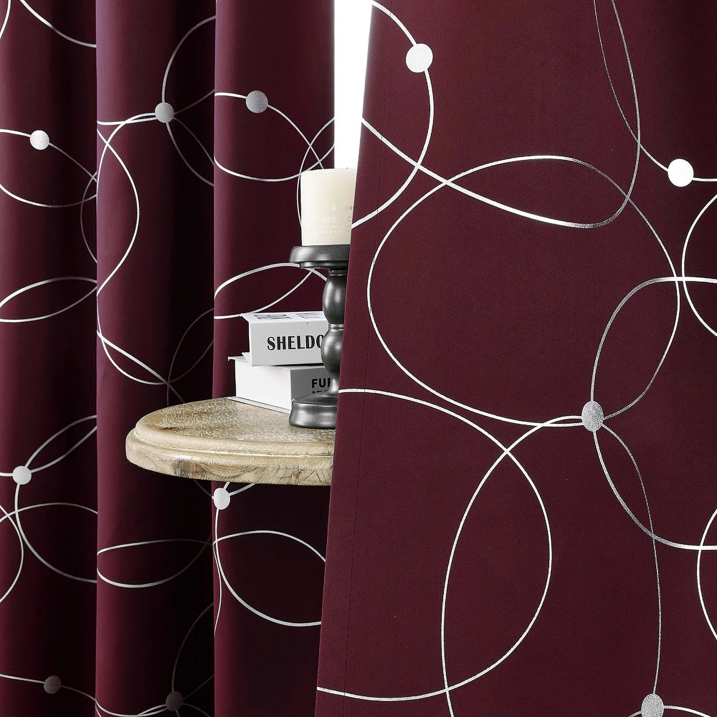 Blackout Curtains With Circle And Dot Foil Print