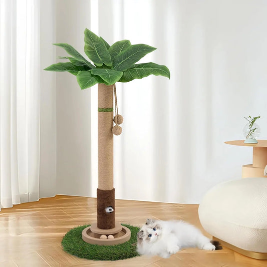 Cat Scratching Post 35'' Tall Cat Scratcher Tree Tower Scratching Posts for Indoor Cats with Cat Toy Mouse Hole and