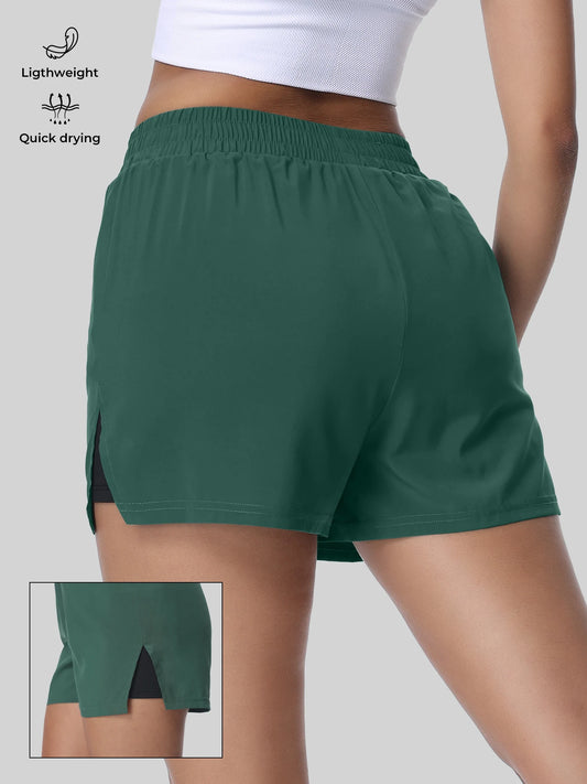 Women's  Split Sports Shorts with Liner, Comfortable and Breathable, Suitable for Multiple Scenarios Like Running, Fitness, Yoga