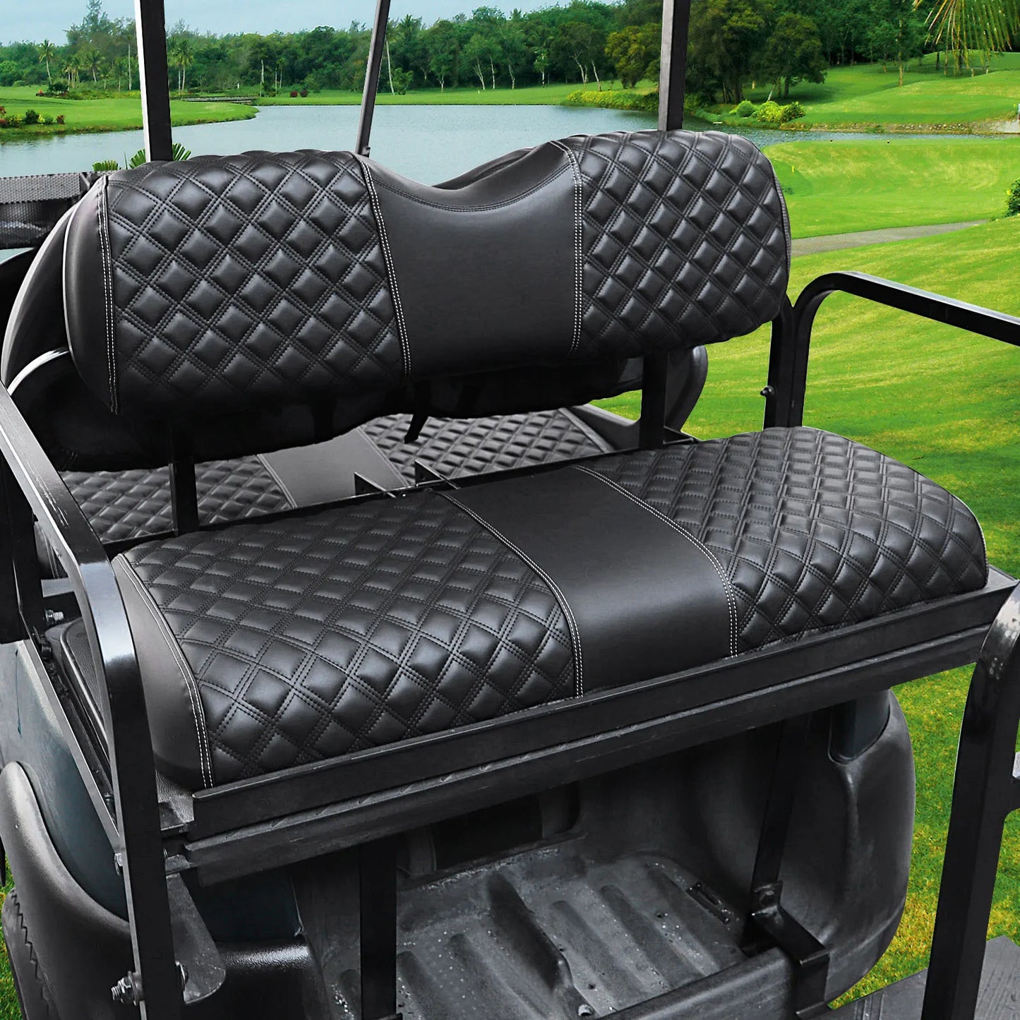 Roykaw Golf Cart Seat Covers Kit For Aftermarket Rear Seat