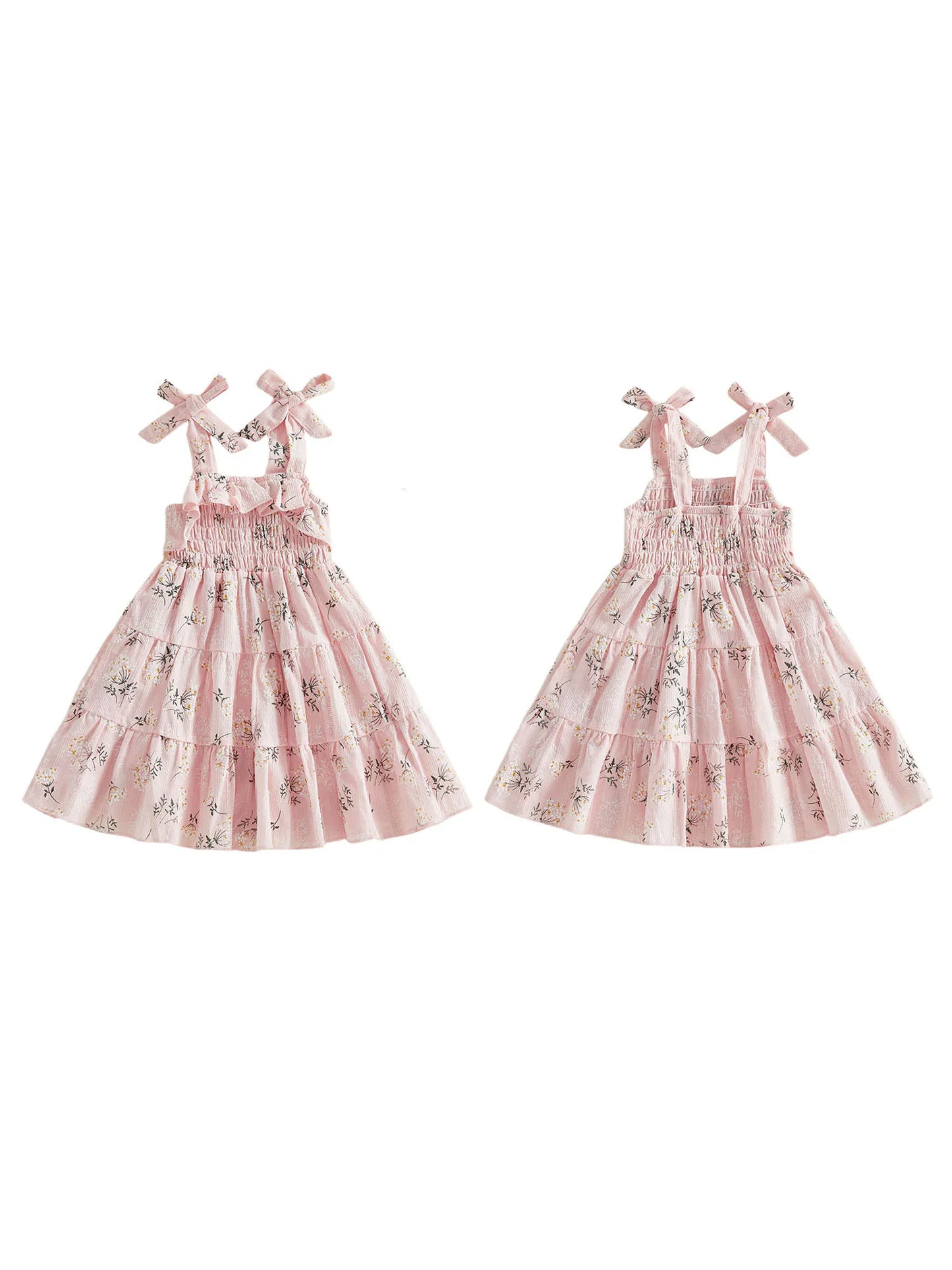 Floral Print Aline Toddler Dress With Tie Shoulder Detail