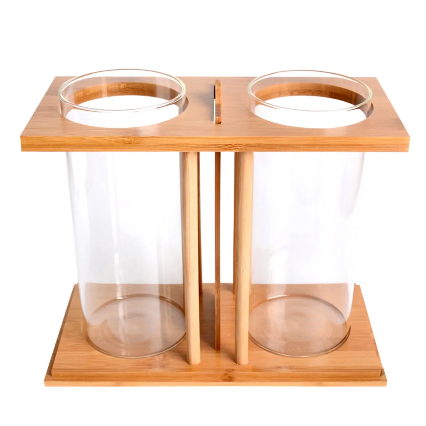 Creative Bamboo Wood Ecological Fish Tank Dual Glass Desktop Mini DIY Goldfish Betta Fish Tank Micro Landscape Tank