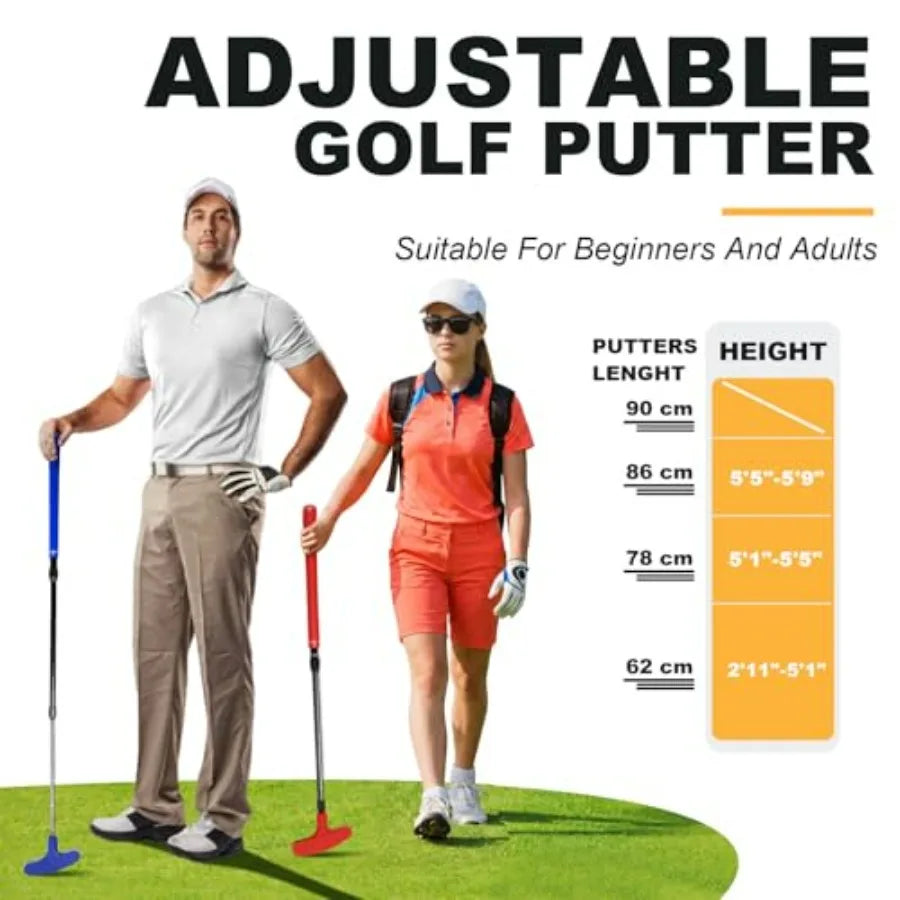 Adjustable Golf Putter, Mini Golf Set - 2 Golf Clubs with 6 Balls and 2 Cup with Flag, Two-Way Putter for Right and Left Handed