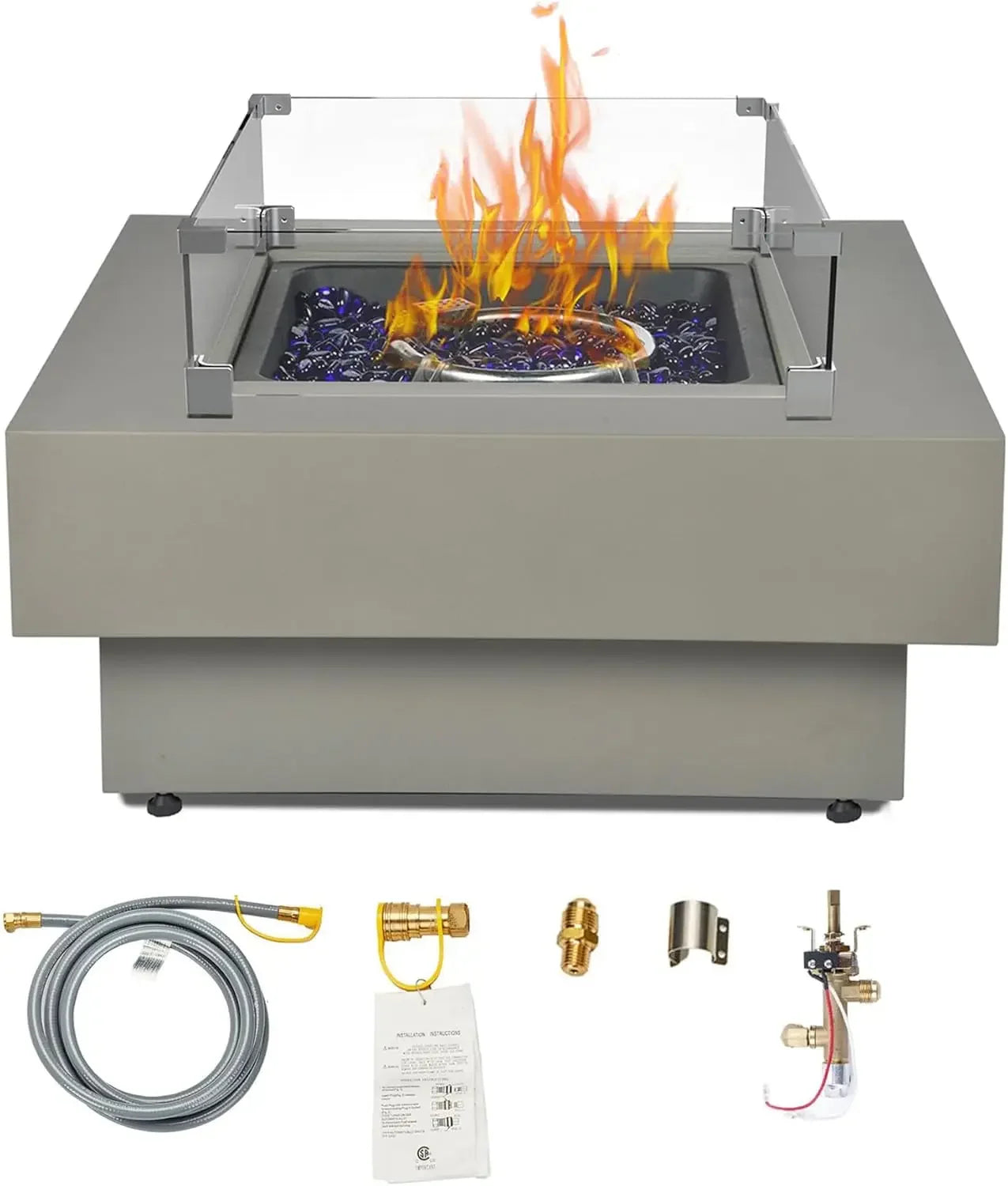 Outdoor Gas Fire Pit Table 50,000 BTU Convertible Propane Natural Gas