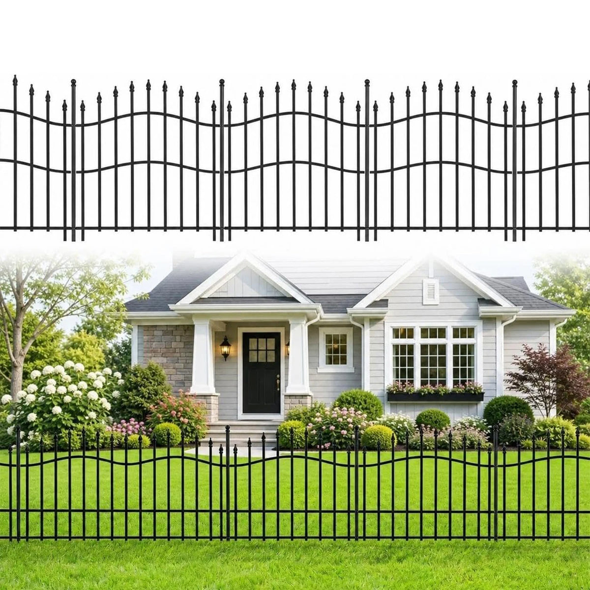 HiMISS Garden Fence Panels Metal Animal Barrier With Gate