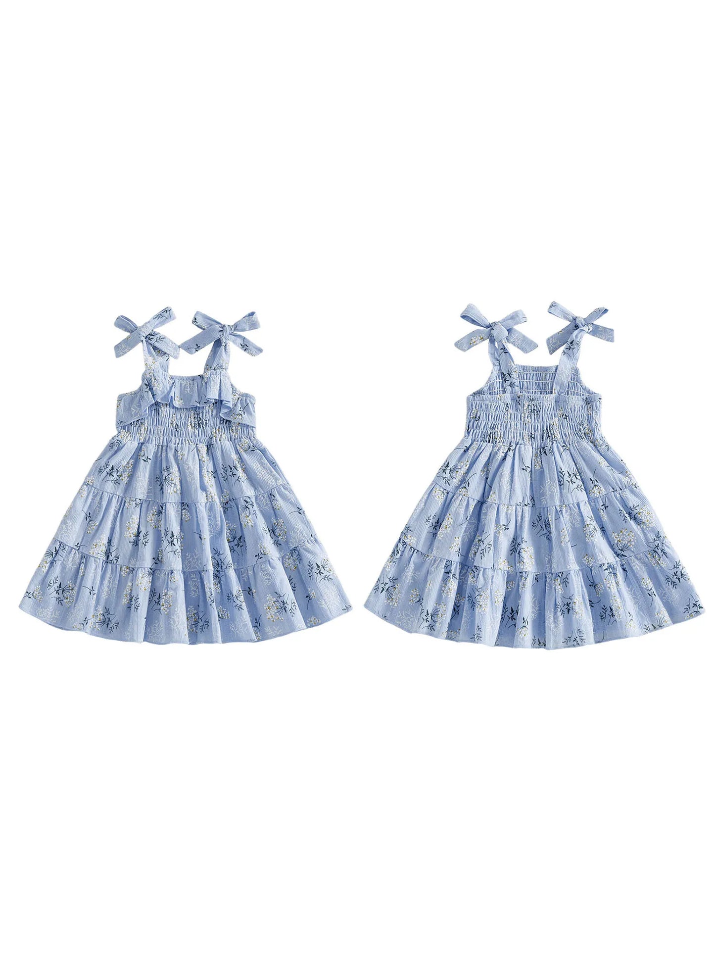 Floral Print Aline Toddler Dress With Tie Shoulder Detail