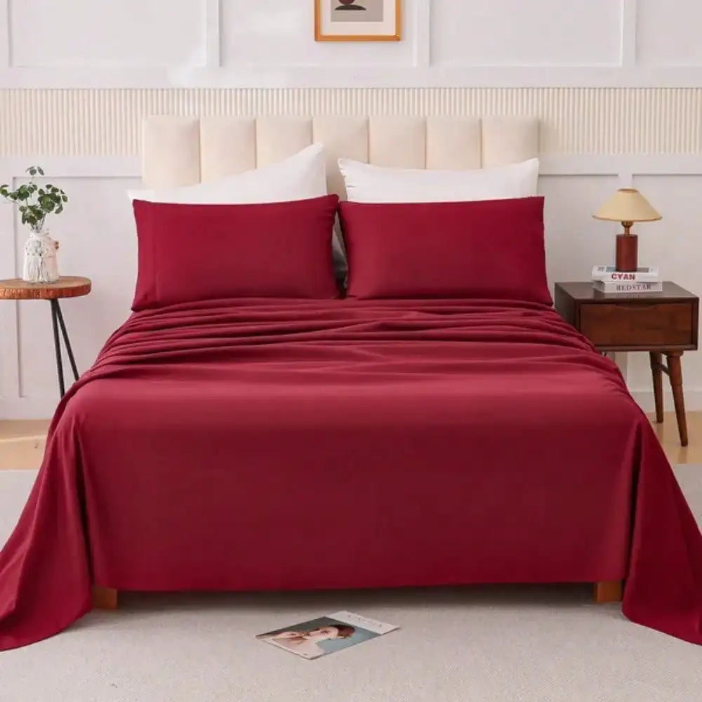 Queen Size 4-Piece Bedding Set Soft Comfortable Bed Sheet Set with Pillowcases