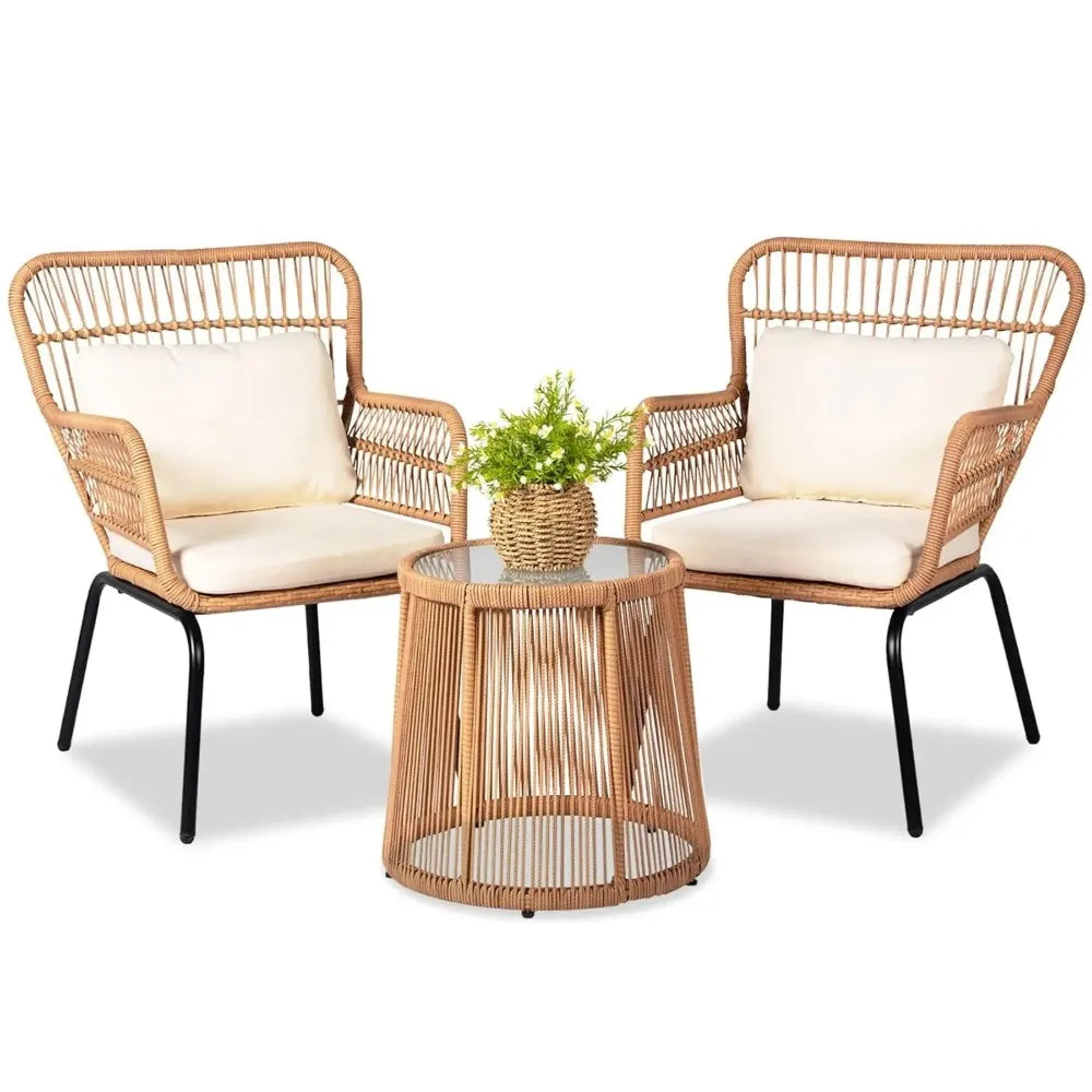 Modern Outdoor Wicker Rattan Patio Bistro Conversation Furniture Set