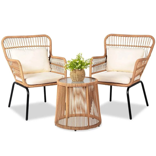 Modern Outdoor Wicker Rattan Patio Bistro Conversation Furniture Set