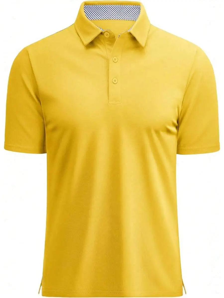 Mens Short Sleeve Cotton Pique 3-Button Classic Fit Casual Golf Shirt