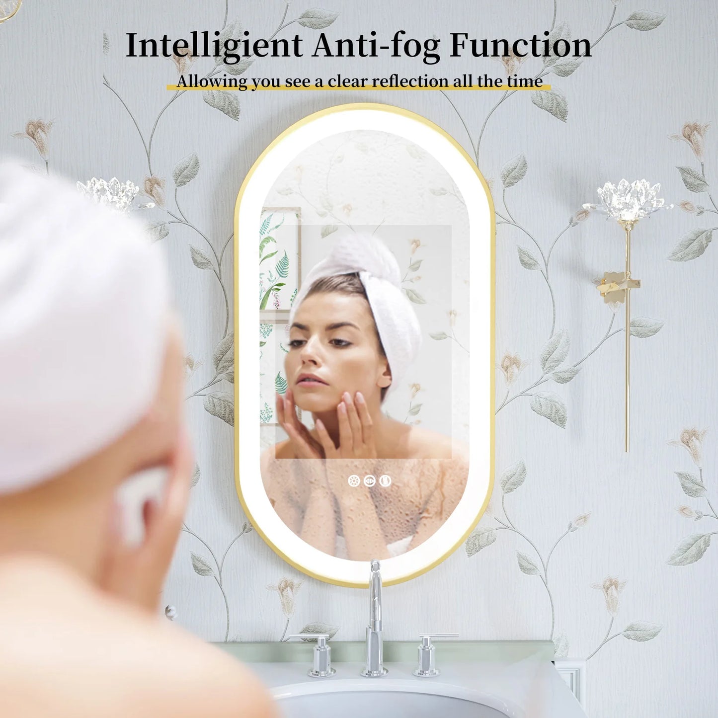 Wisfor Oval Vanity Mirror Dimmable LED Anti Fog Wall Mounted