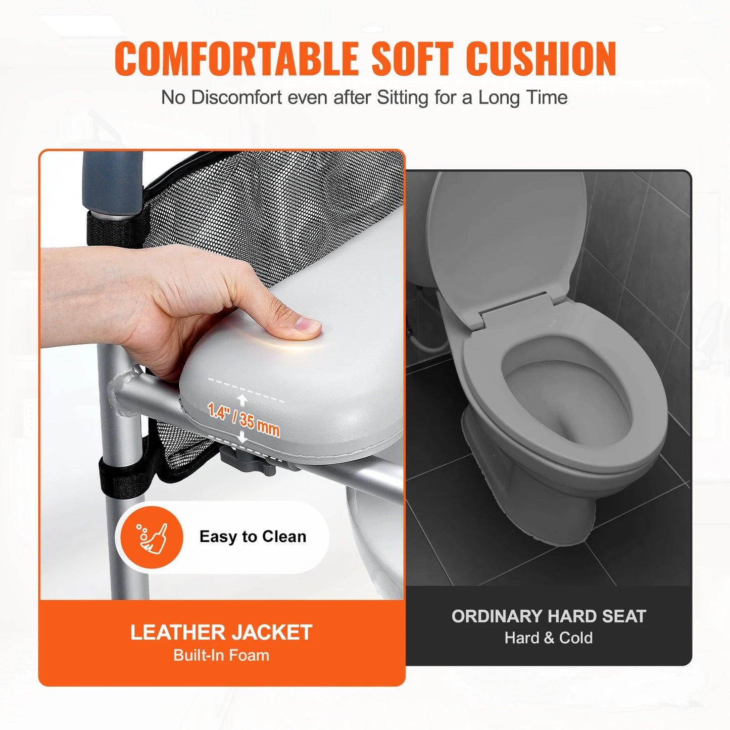 SucceBuy Adjustable Raised Toilet Seat With Comfort Padded Aluminum Frame