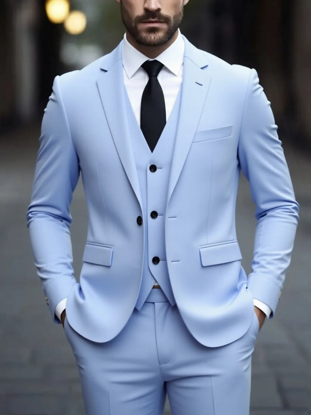 SONGWE Men's Three-Piece Anti-Wrinkle No-Iron Slim Fit Business Suit