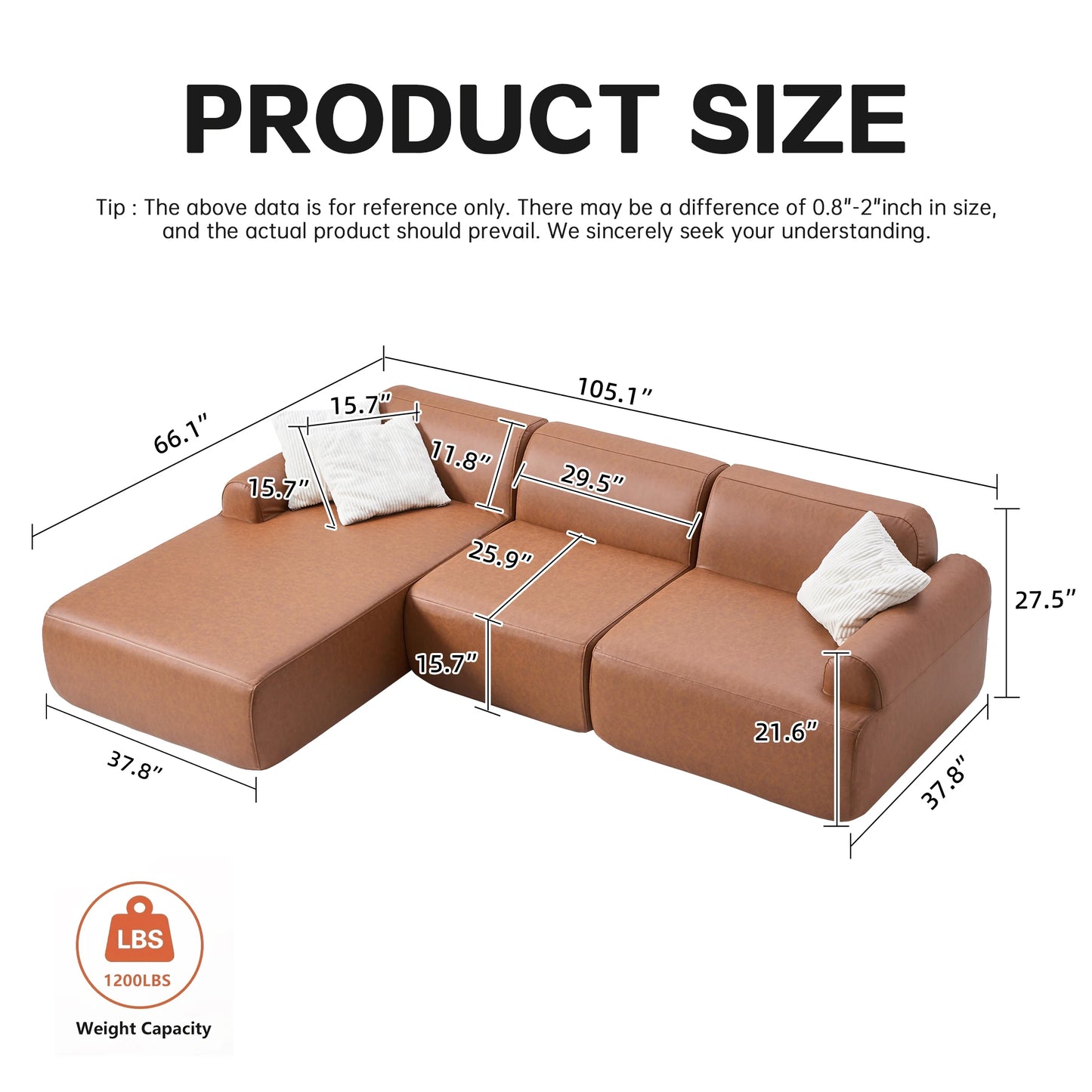 L-Shaped Modular Leather Sofa For Families