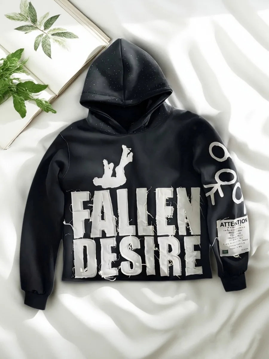 Letter Graphic Y2K Hoodie for Men Streetwear Essentials