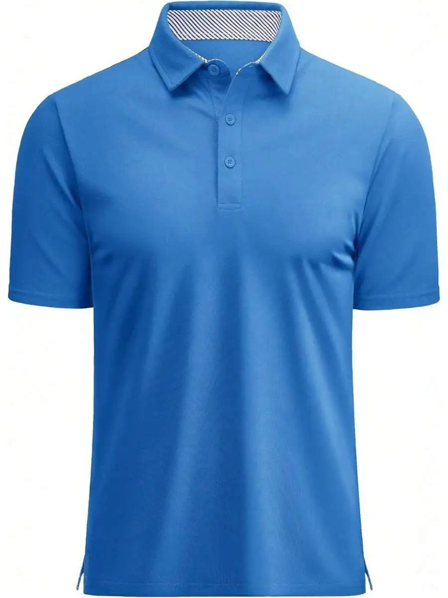 Mens Short Sleeve Cotton Pique 3-Button Classic Fit Casual Golf Shirt