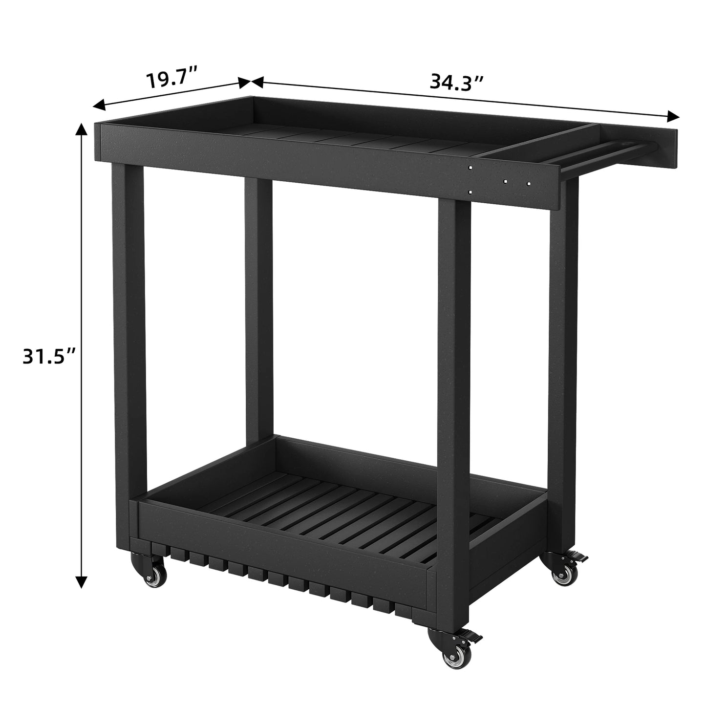 HDPE Trolley Dining Cart With Four Wheels And Double Shelf
