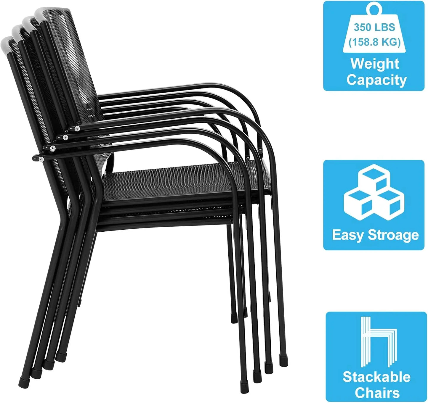 5 Piece Outdoor Table and Chair, Patio Outdoor Dining Set with 1.73" Umbrella Hole, Patio Table and Chair Set of 4 for Garden