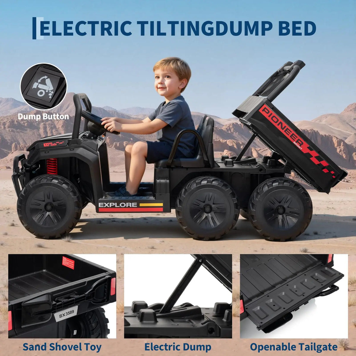 HiMISS Kids Ride On Dump Truck With Parental Remote Control