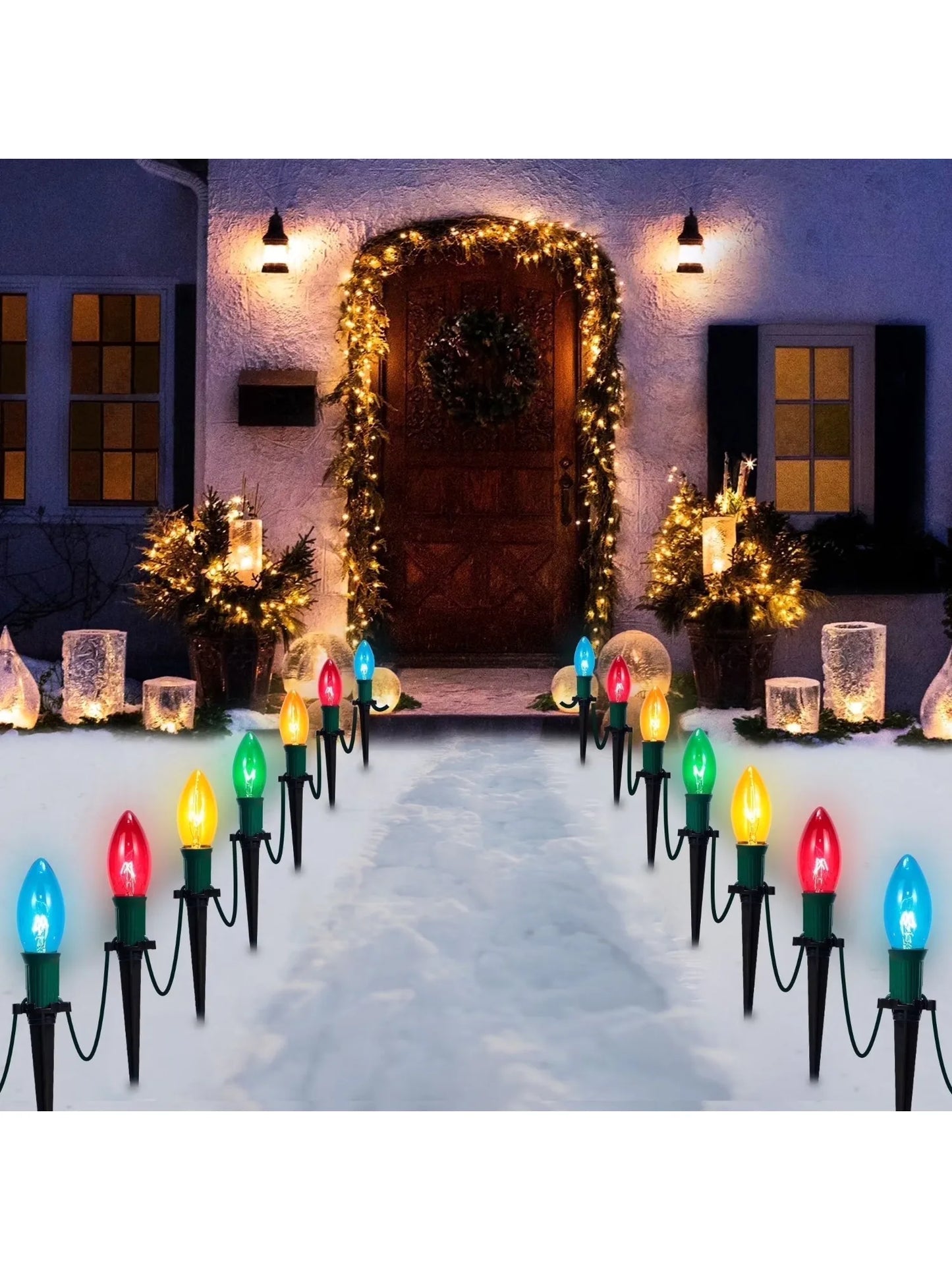Joyfy Christmas Pathway Lights 24 LED C9 Walkway Lights
