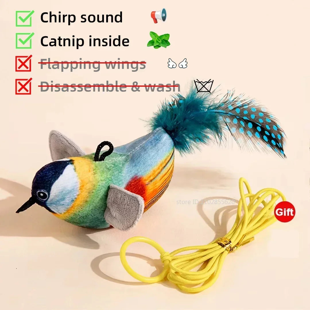 Bird Shaped Interactive Cat Toy With Rechargeable Chirping Flapping Plush