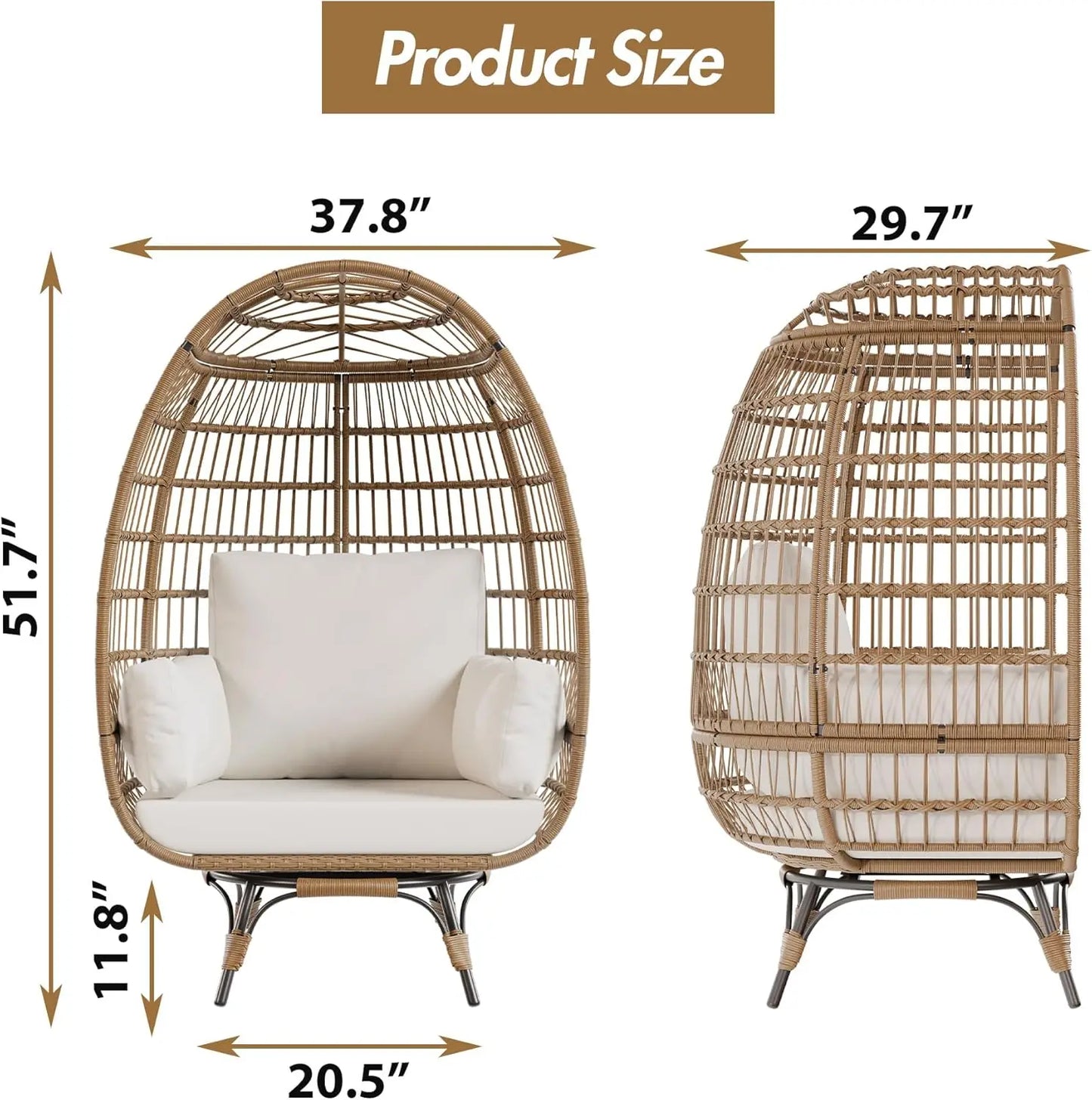 Studyset 360 Degree Swivel Rattan Egg Chair Outdoor Lounge Cushions