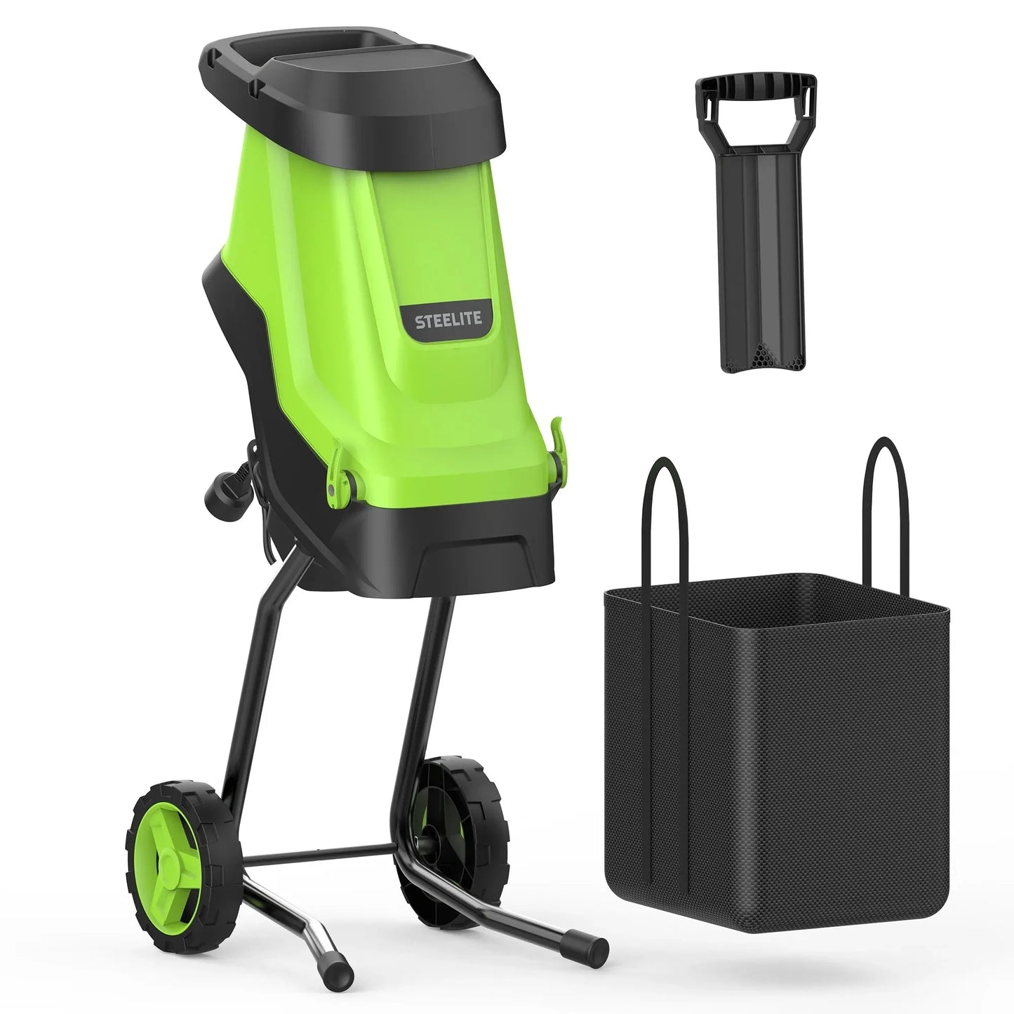 Deli 15-Amp Electric Wood Chipper Shredder with 45L Bag, 1.75 Inch Cutting Capacity