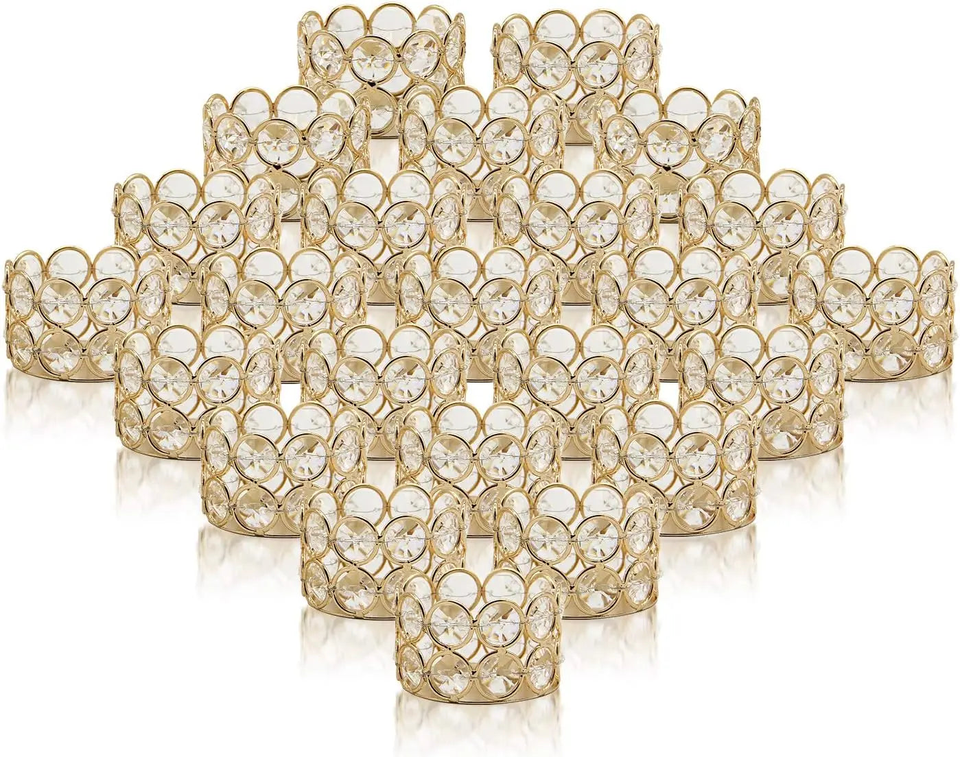 Candle Crystal Gold Votive Holders 24Pcs For Weddings