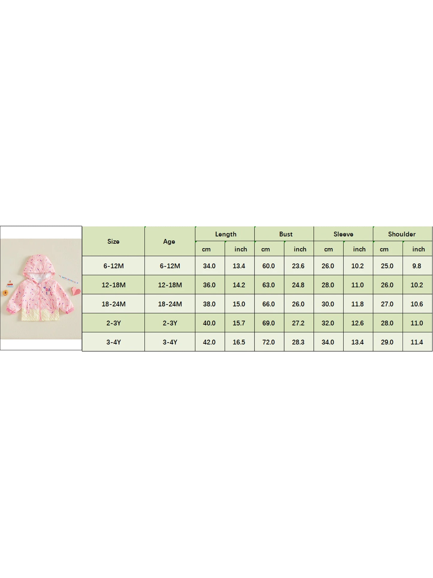 Long Sleeve Closure Zip Girl Birthday Hood Cute Zip Closure Coat Girl Birthday Jacket Cute Print Durable Long Sleeve Closure