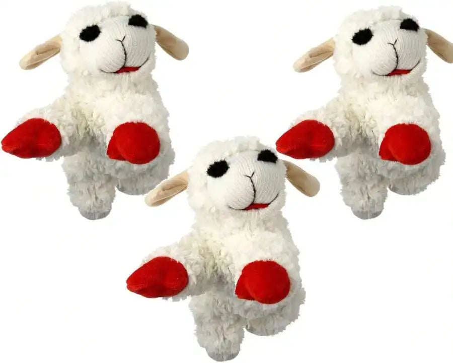 Plush Lamb Dog Toy With Squeaker 24 Inch White