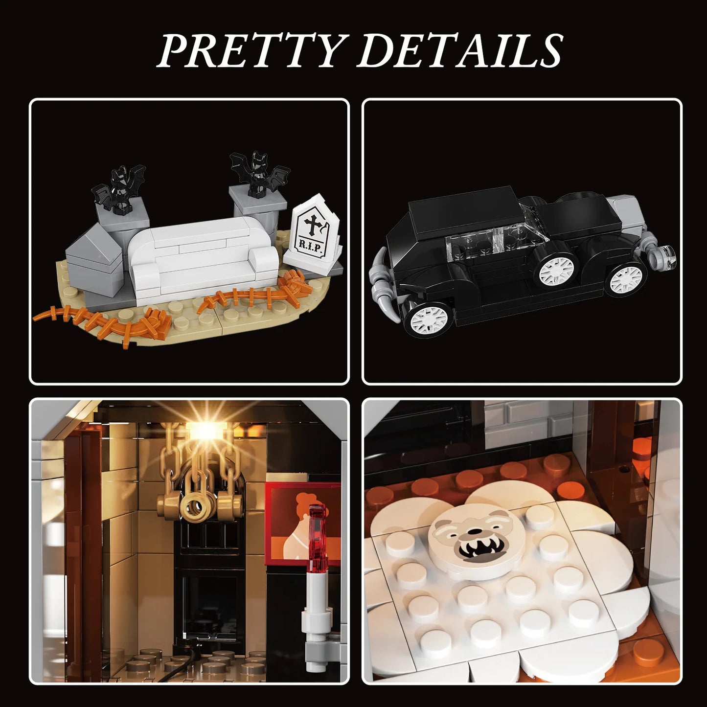 Gothic Nightfall Manor Building Blocks Desktop Ornament