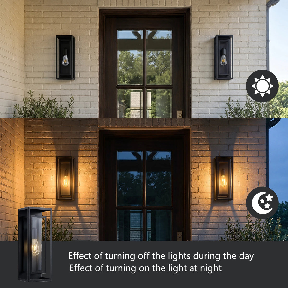 ARLGSITE Waterproof Exterior Wall Lantern With Tempered Glass For Porch