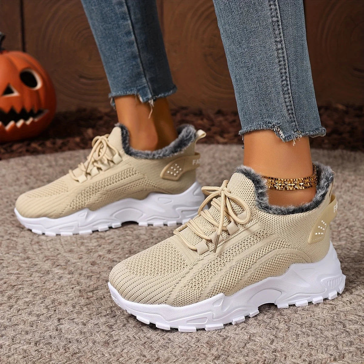 Winter Warm Womens Sneakers With Non Slip Soles