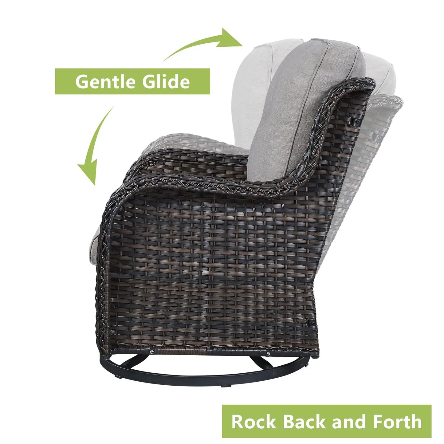 Wicker Patio Furniture Set - 5 Piece Rattan Outdoor Sectional Conversation Sets with 2 Swivel Rocking Chairs,2, Customized