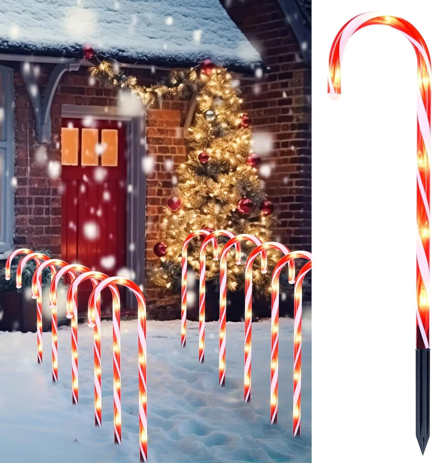 Joyfy Candy Cane Pathway Lights Set of 12 Outdoor Decorations