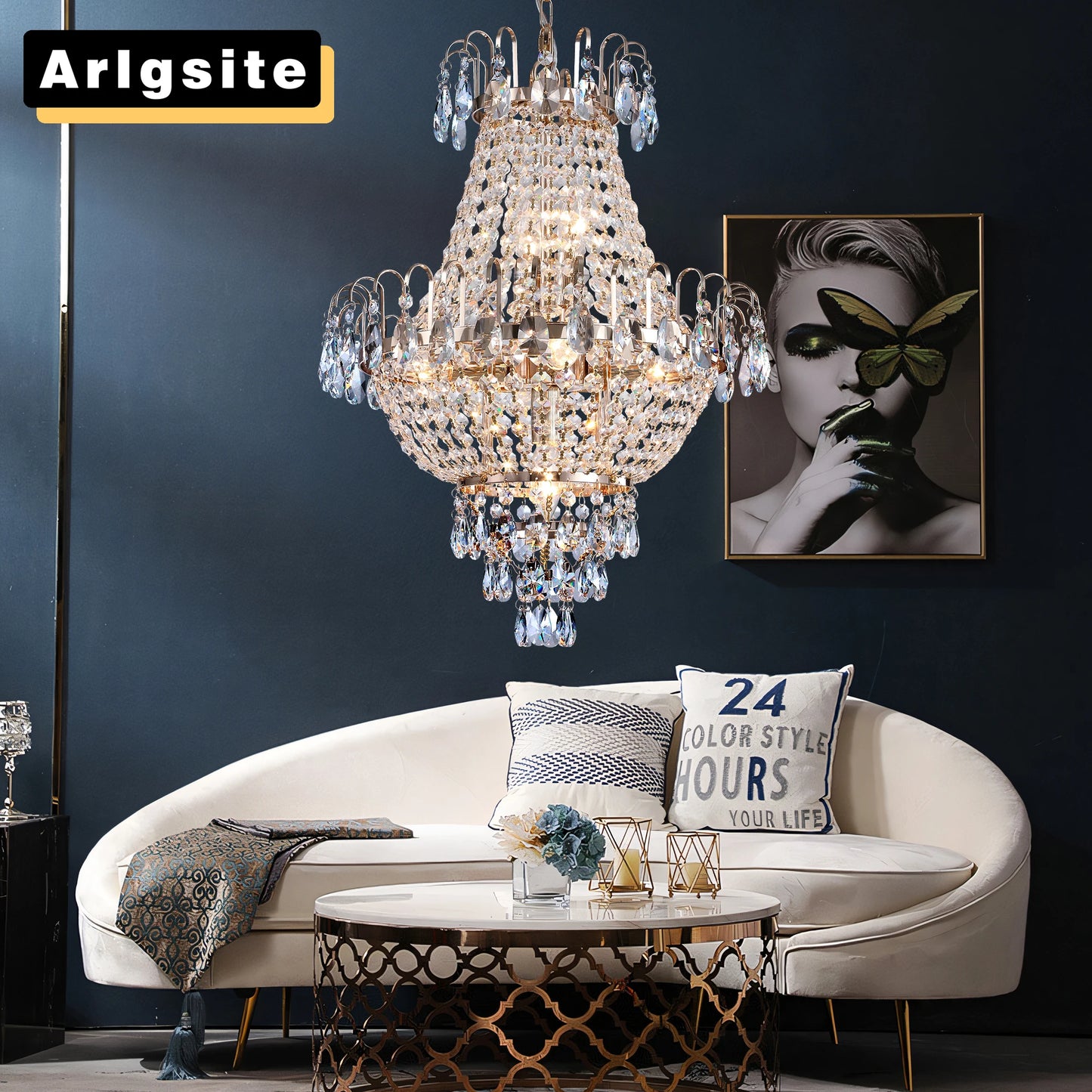 ARLGSITE Luxury Retro Crystal Chandelier European Imperial Style