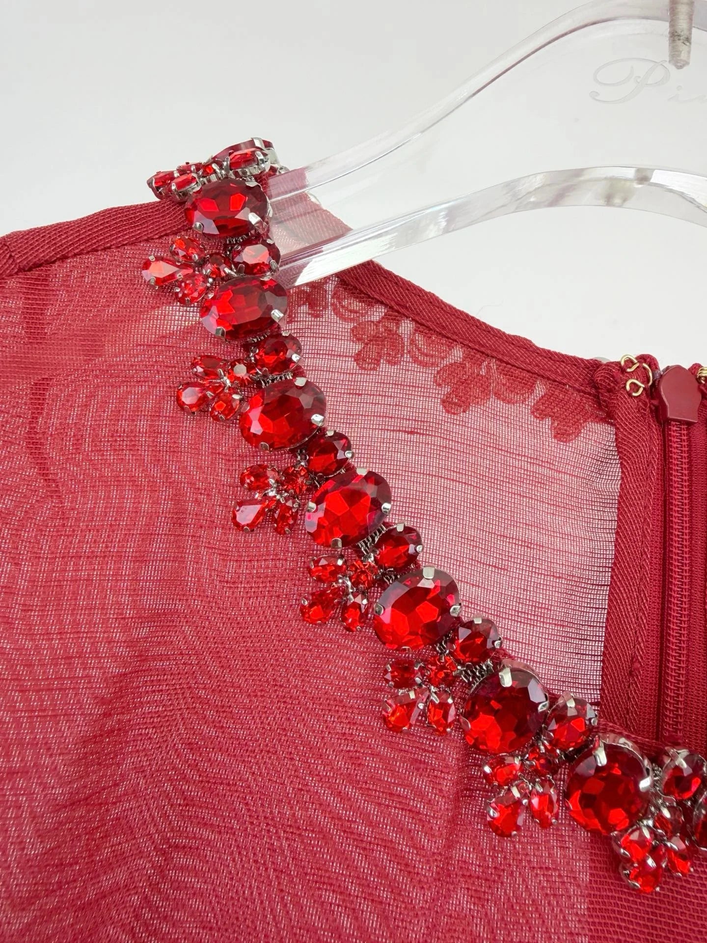 Long Sleeve Beaded Round Neck Zipper Linen Silk Dress