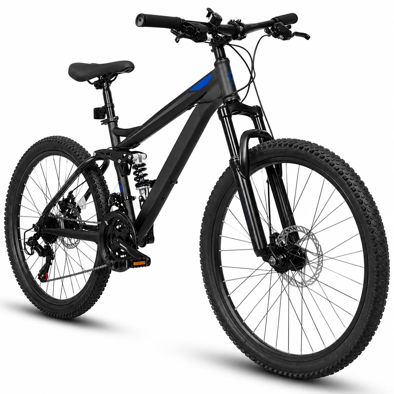 24/26/27.5 Inch Full Suspension Mountain Bike 21-Speed Mechanical Disc Brakes Suitable for Men and Women, Youth Bicycles Easy to Assemble