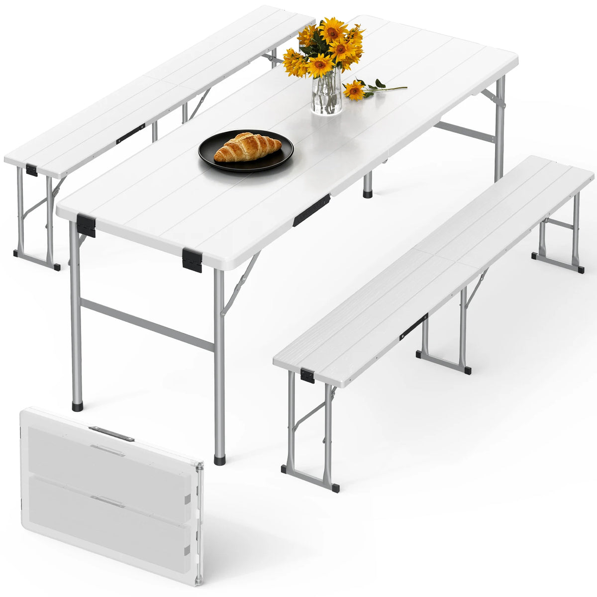 Evokeden Portable Folding Picnic Table Set For Outdoors