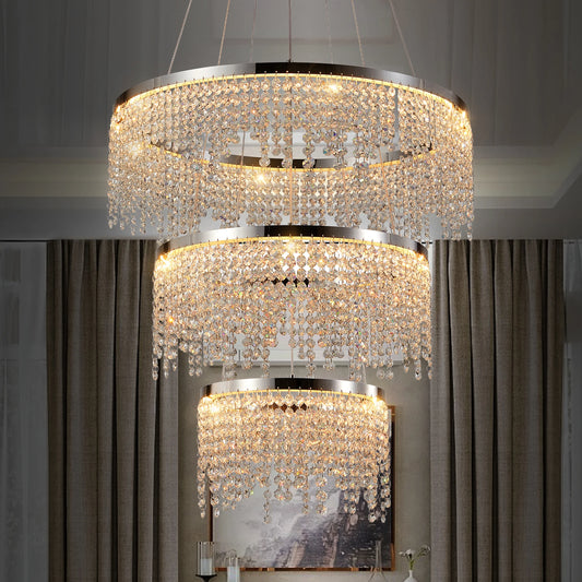 Crystal LED Pendant Chandelier With Adjustable Color Temperature