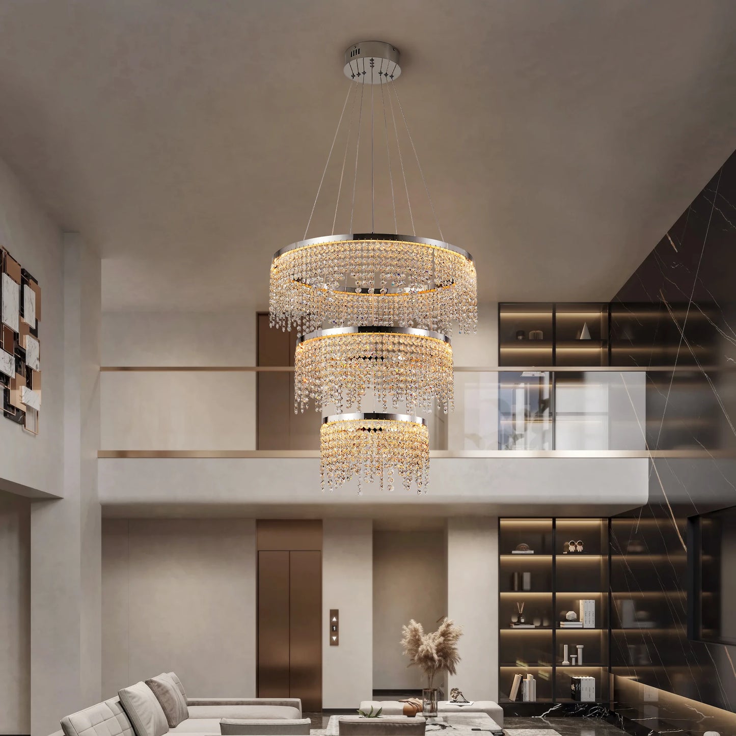 Crystal LED Pendant Chandelier With Adjustable Color Temperature