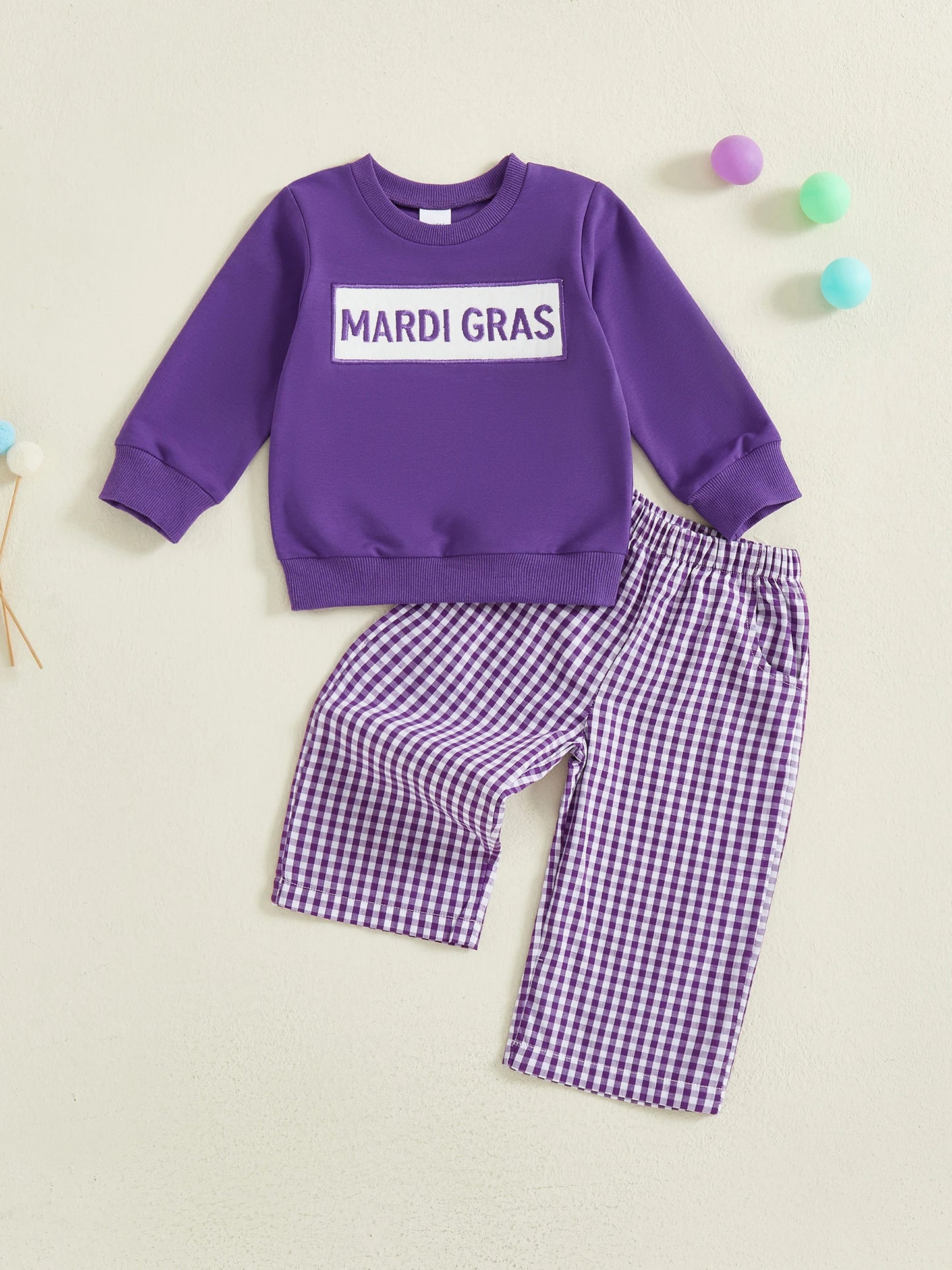 Infant Boy s Circus Theme Clothing Set with Embroidered Letter Detail Cozy Crew Neck Sweatshirt and Plaid Pants