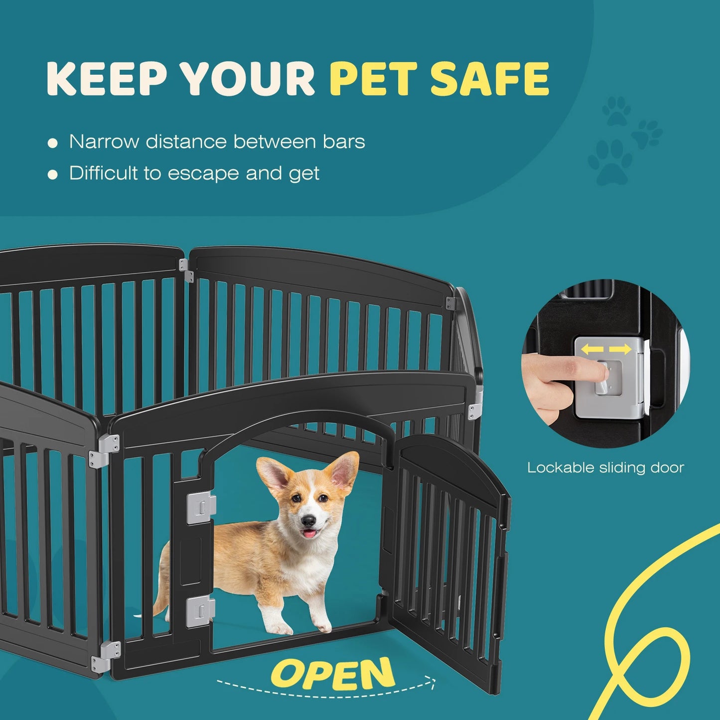 JHK Plastic Dog Playpen Portable Indoor Outdoor Fence