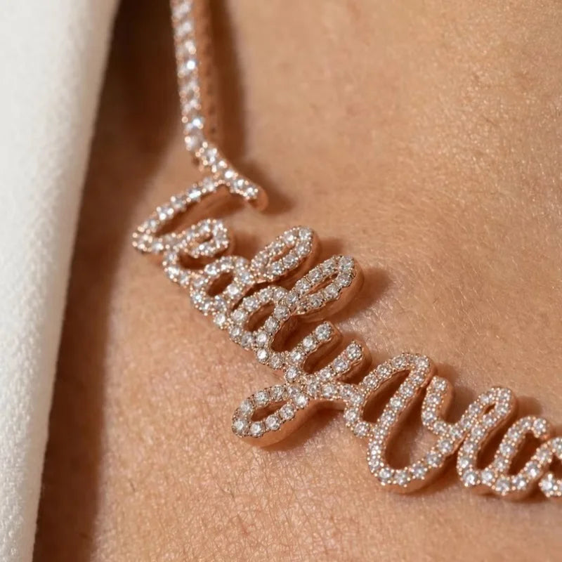 WinWinWin Personalized Diamond Tennis Name Necklace for Women