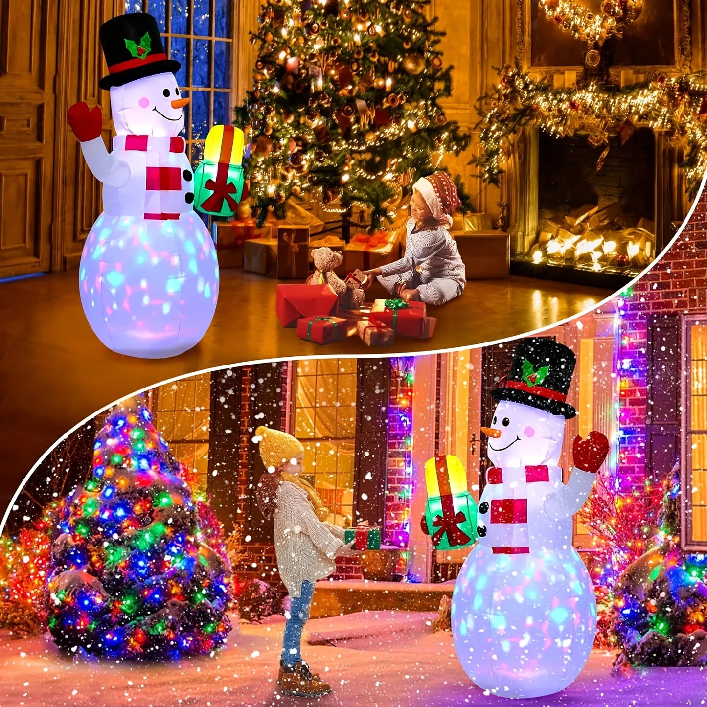 Christmas Inflatable Snowman with Built In LED Light